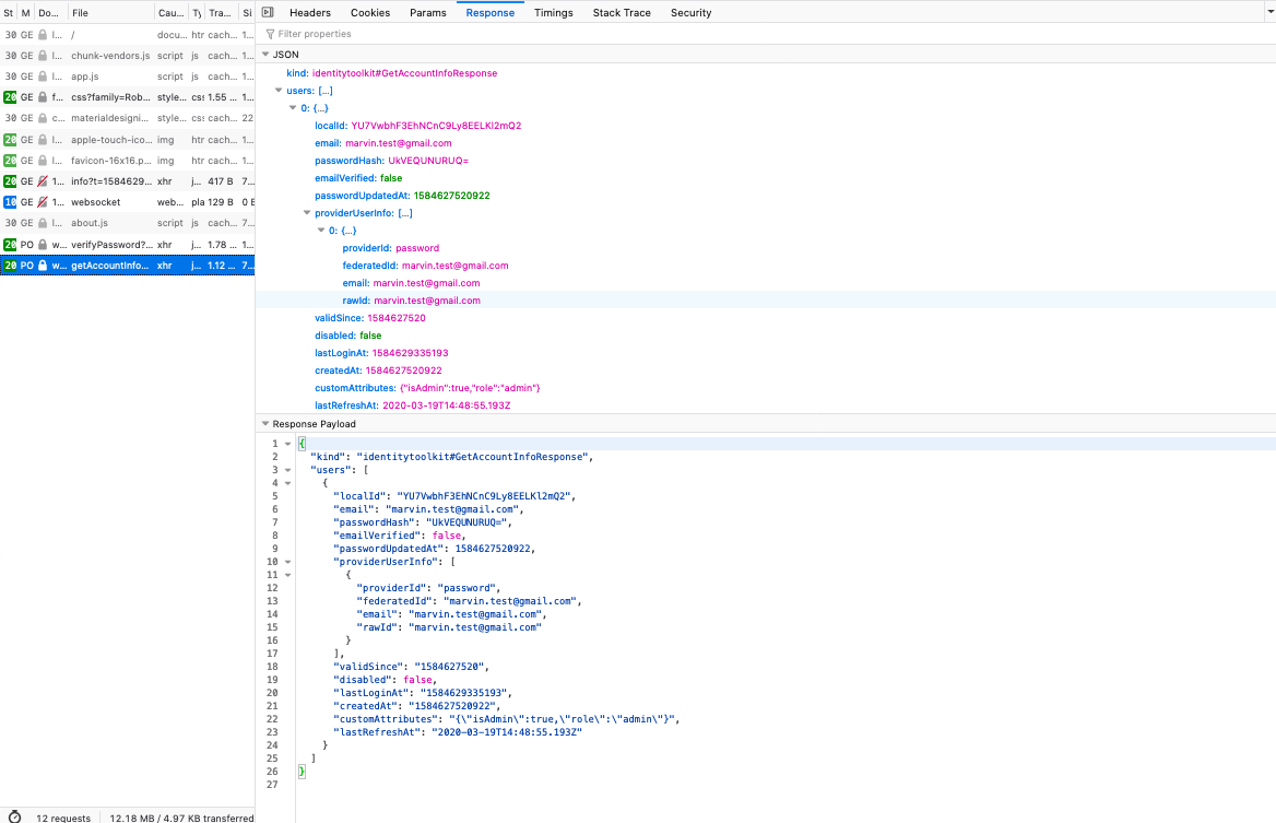 Admin get account information